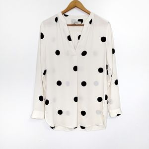 Ann Taylor LOFT Polka Dot Long Sleeve Blouse M